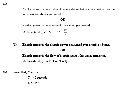 WAEC Basic Electricity Questions And Answers