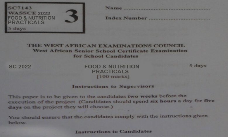 WAEC Food and Nutrition Questions And Answers