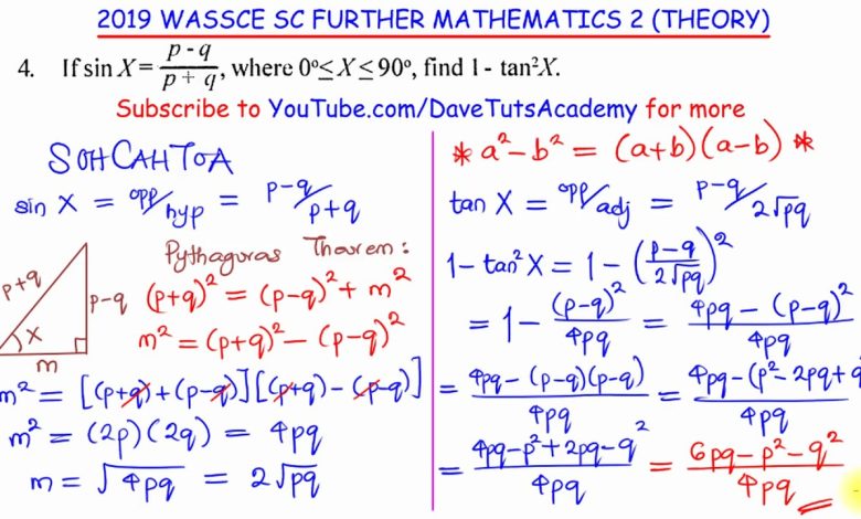 WAEC Further Mathematics Questions And Answers 2025